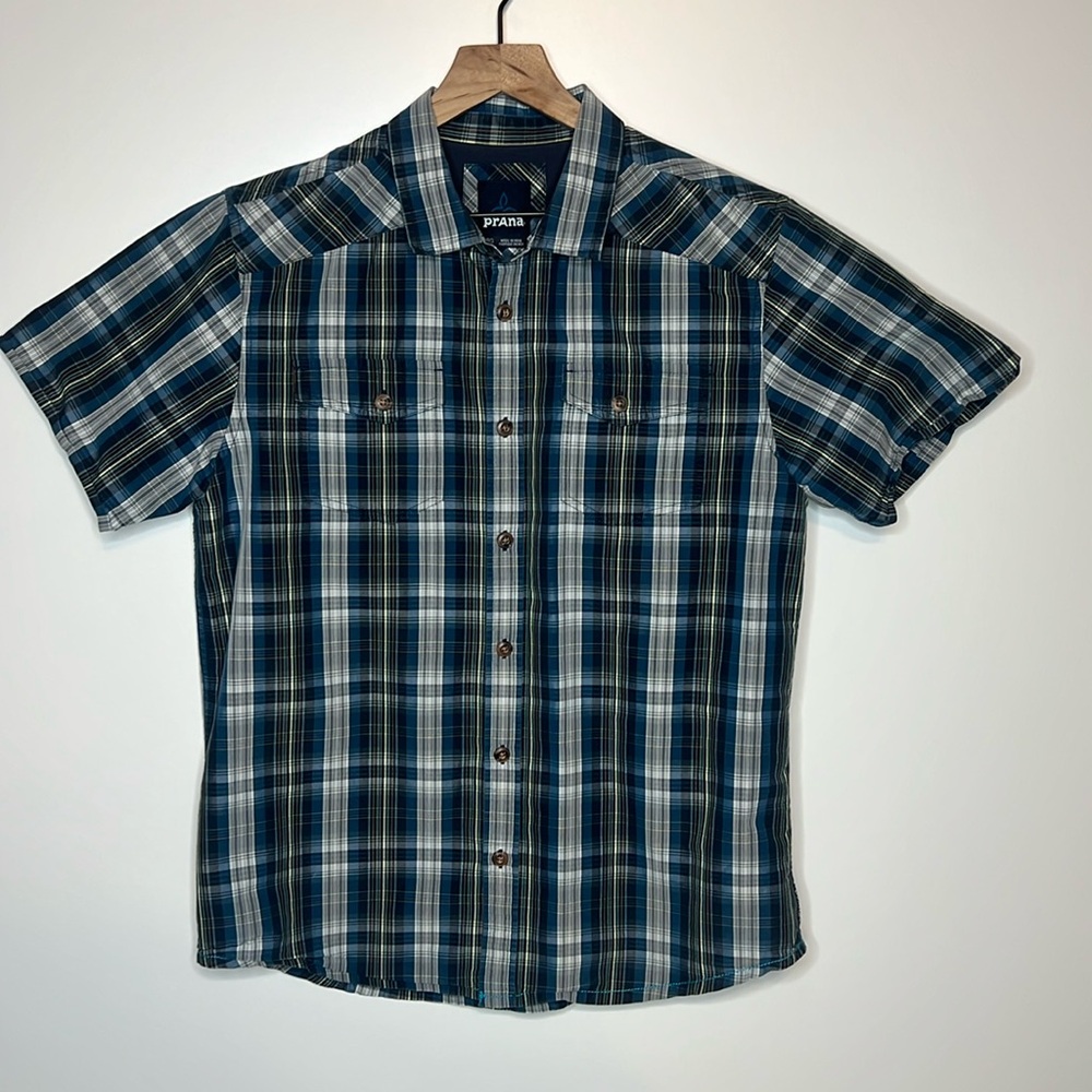 Prana plaid short sleeve button down shirt Large
